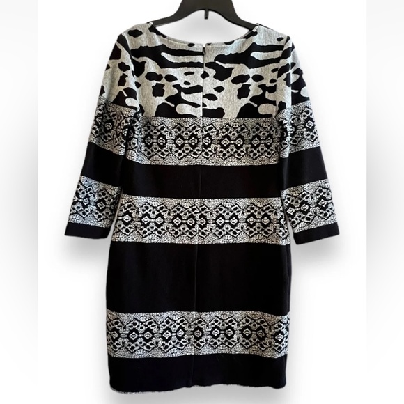Joseph Ribkoff Dress Size 8 Black Gray Stretch Ladies Dress Zip Cocktail Party - Picture 2 of 5